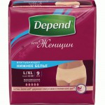 Подгузники-трусы для женщин, Depend (Депенд) р. L-XL 9 шт